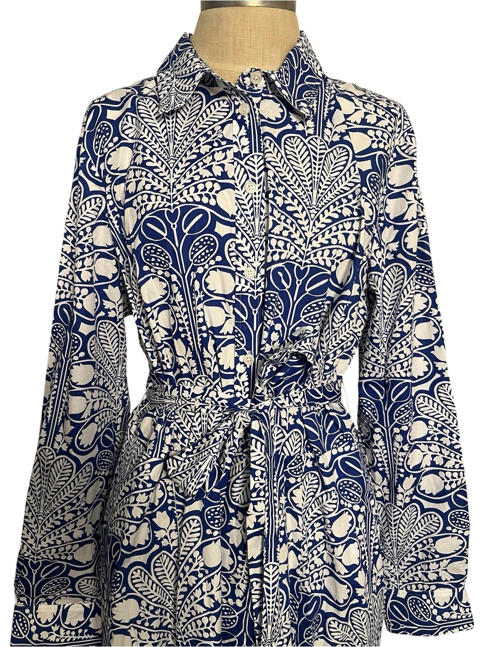NWT Boden Floral Long Sleeve Shirt Dress Fit &  Flare Gardenia Swirl 16-18 R - Picture 5 of 10